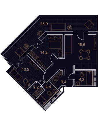 3-комнатный номер 93,5 м²