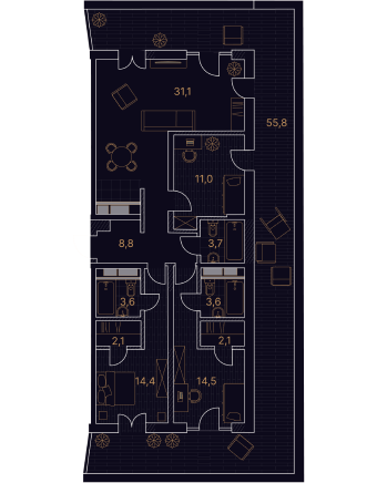 4-комнатный номер 150,7 м²