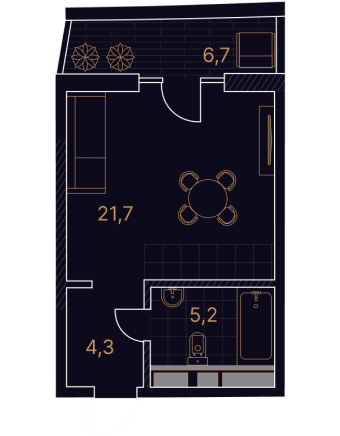 1-комнатный номер 37,9 м²