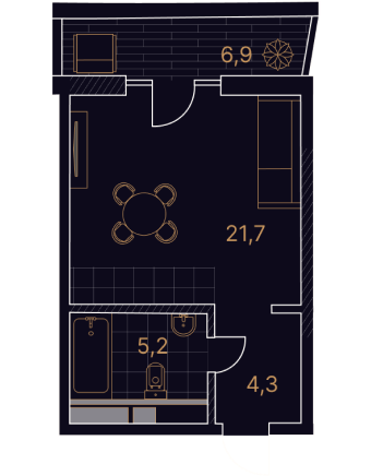 1-комнатный номер 38,1 м²