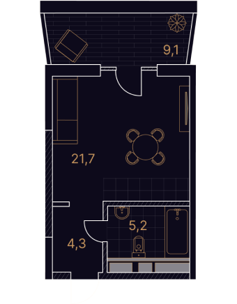 1-комнатный номер 40,3 м²
